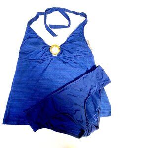 NEW 2pc Mossimo Navy Tankini Top M; Lands' End Navy Bikini M Swimwear #063